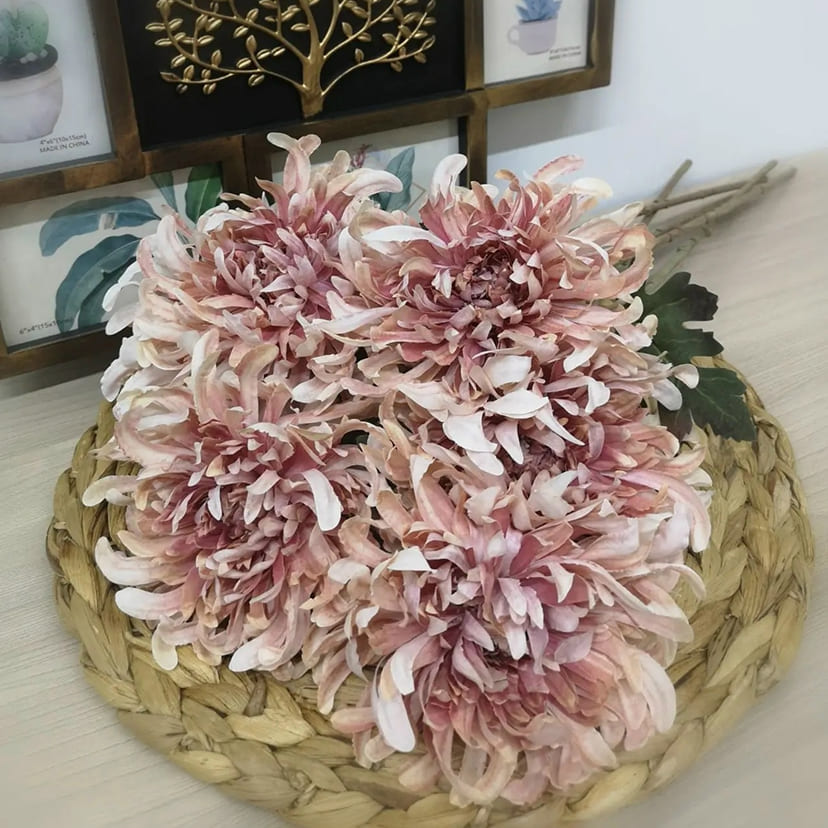 Искусственные цветы в Казани | Цветок искусственный «Хризантема», персиково-розовая, одиночный