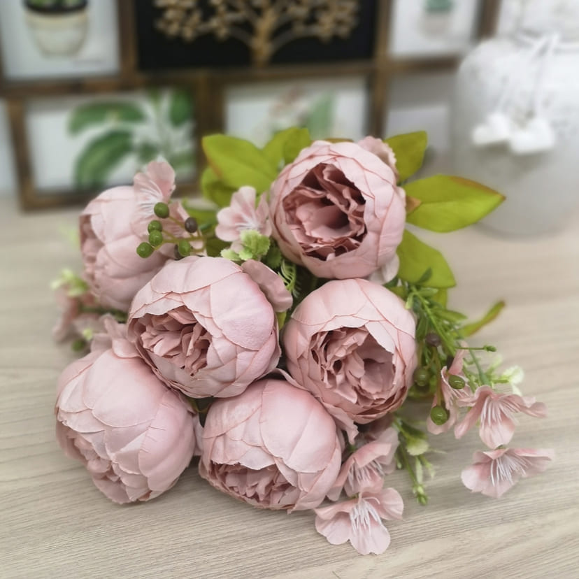 Искусственные цветы в Казани | Цветы искусственные «Пионы», розовый, винтаж, букет