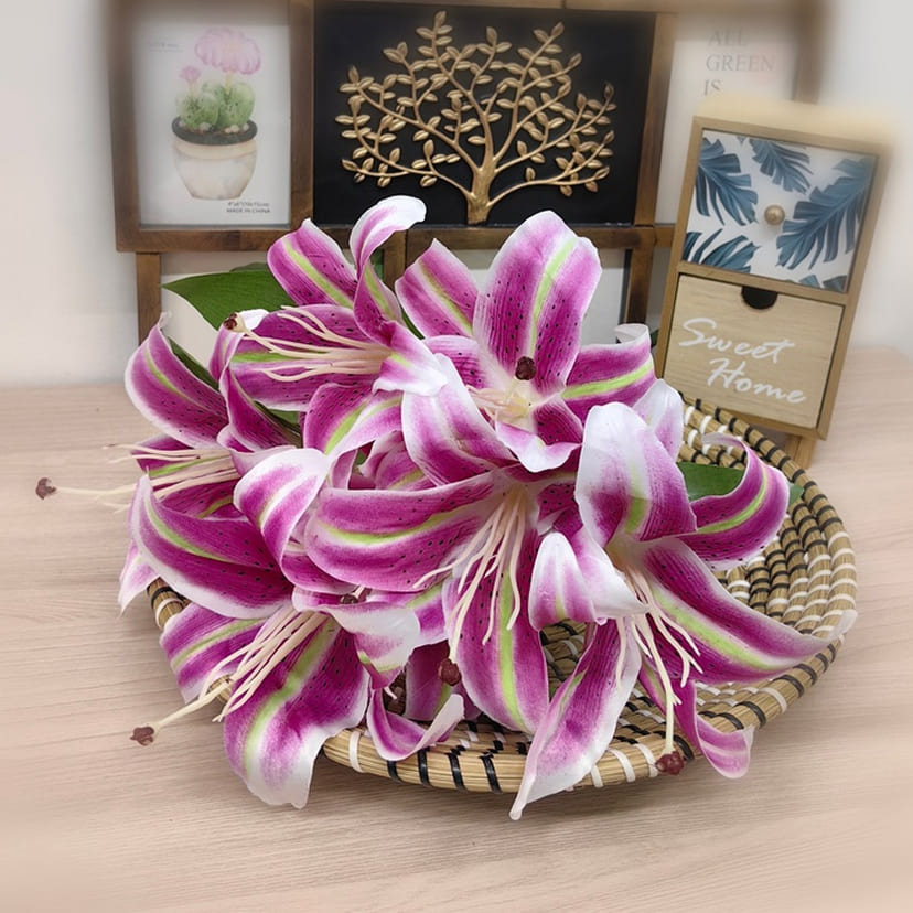 Искусственные цветы в Казани | Цветы искусственные «Лилии крупные», розово-сиреневые, букет