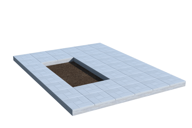 Площадки на могилу в Казани | Площадка с тротуарной плиткой (под цветник)