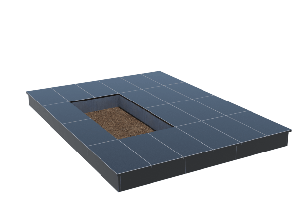 Площадки на могилу в Казани | Площадка с вертикальной (15 см) облицовкой гранитом Габбро (под цветник)