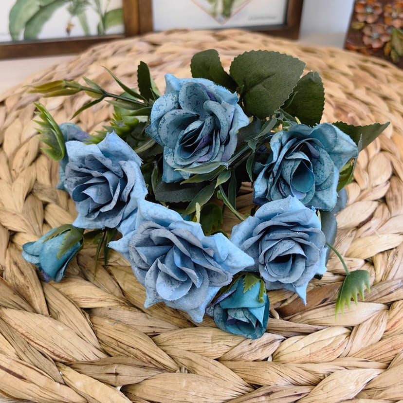 Искусственные цветы в Казани | Цветы искусственные «Розы», синие, букет