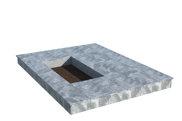 Площадки на могилу в Казани | Площадка с вертикальной (15 см) мраморной облицовкой (под цветник)