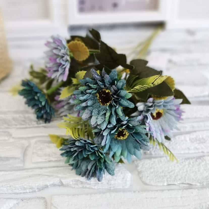 Искусственные цветы в Казани | Цветы искусственные «Ромашки», фиолетово-голубые, букет