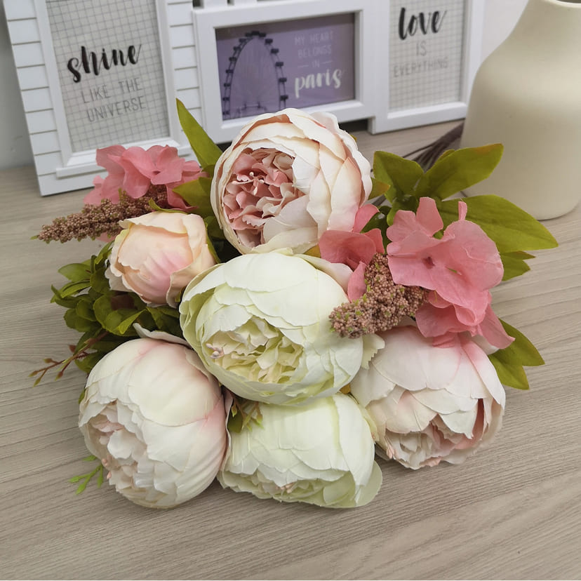 Искусственные цветы в Казани | Цветы искусственные «Пионы», молочно-розовые, букет