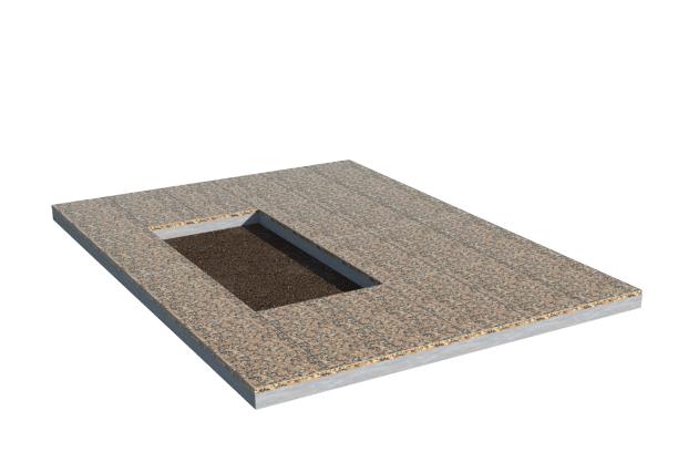 Площадки на могилу в Казани | Площадка с облицовкой Южно-Султаевским гранитом (под цветник)