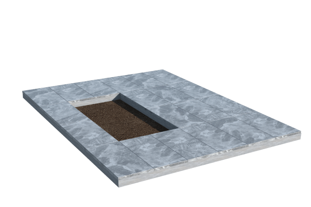 Площадки на могилу в Казани | Площадка с мраморной облицовкой (под цветник)