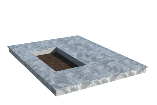 Площадки на могилу в Казани | Площадка с вертикальной (10 см) мраморной облицовкой (под цветник)