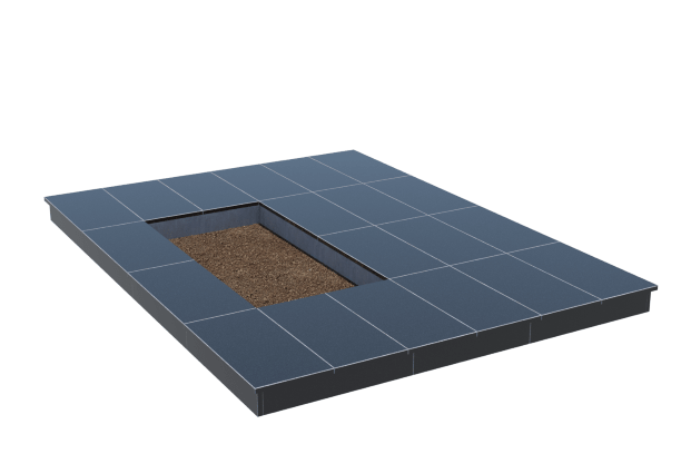 Площадки на могилу в Казани | Площадка с вертикальной (10 см) облицовкой гранитом Габбро (под цветник)