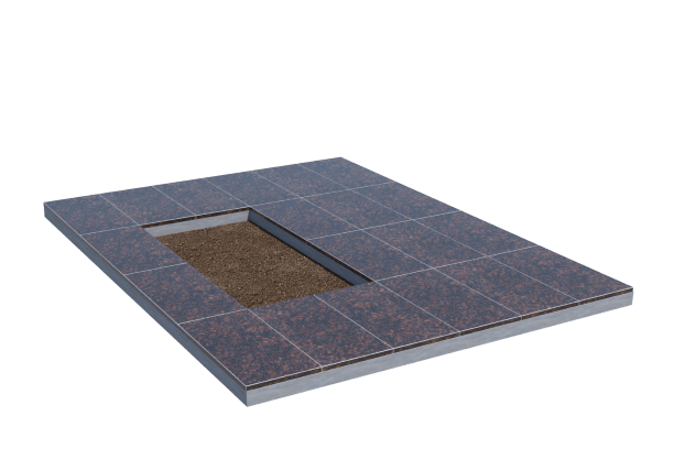 Площадки на могилу в Казани | Площадка с облицовкой Дымовским гранитом (под цветник)